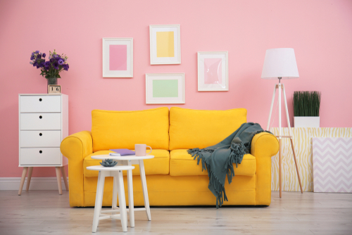 Pink colour combination store for living room